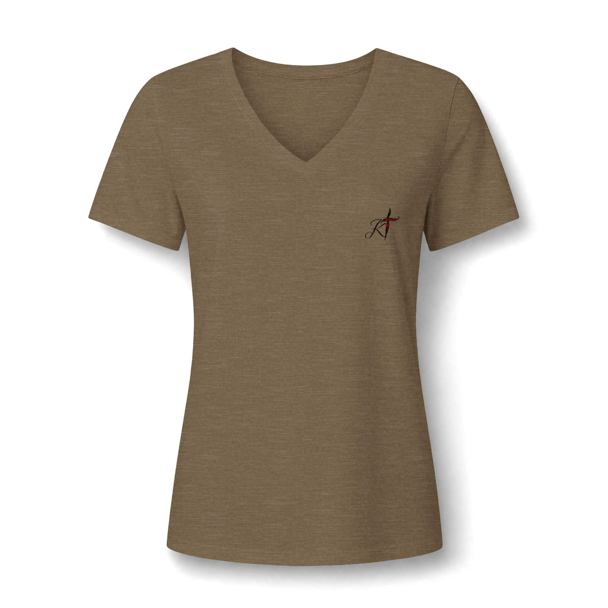 Women's V-Neck Tee - Minimal Archer Logo Chest Shirt
