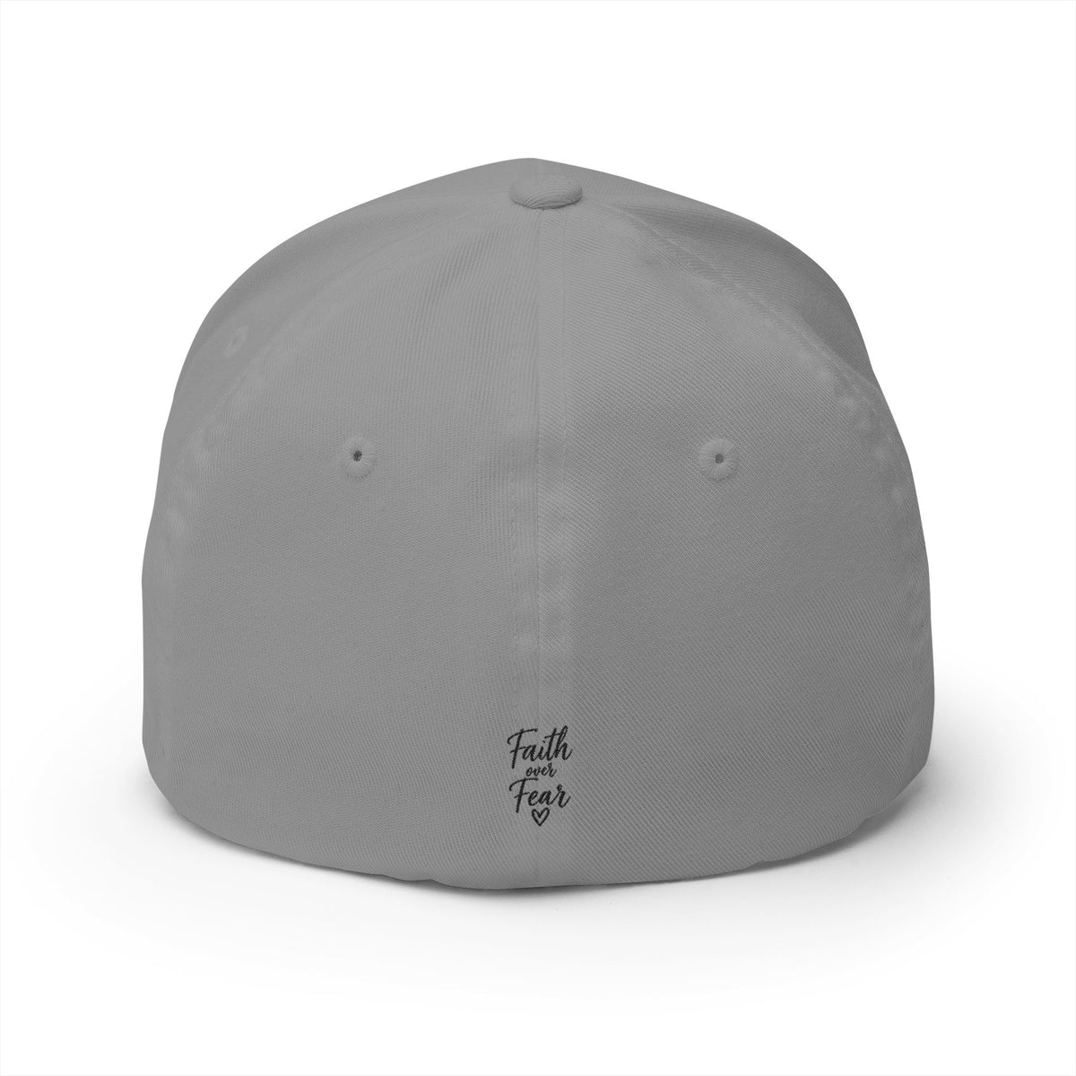 Embroidered Faith Cross Cap — 'Faith Over Fear' Closed-Back Baseball Hat
