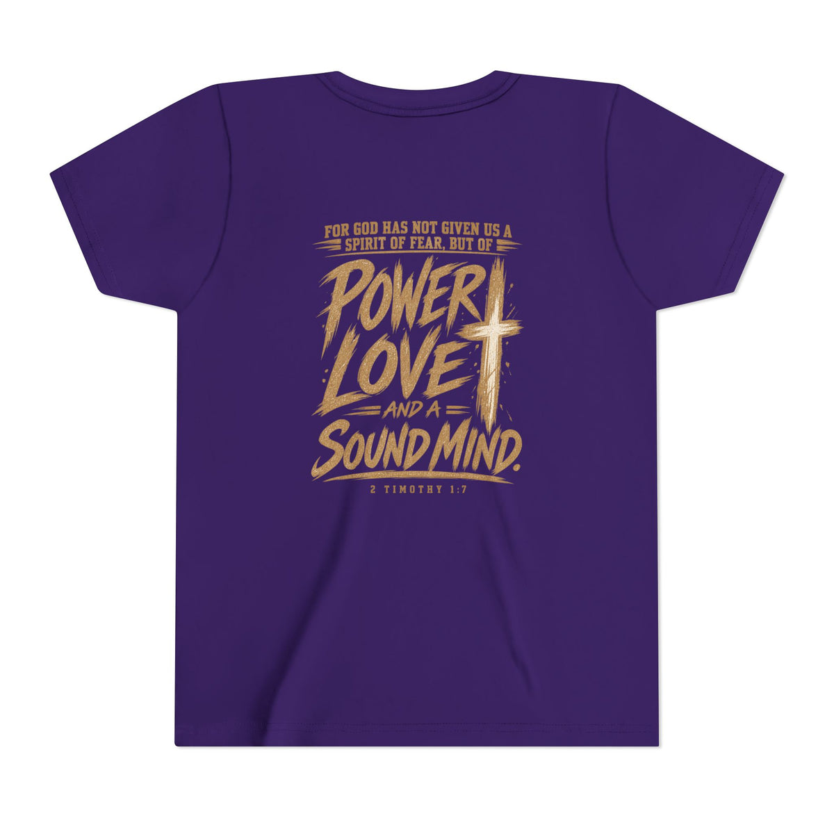 Youth Tee — “Power, Love, Sound Mind” Christian Graphic Tee