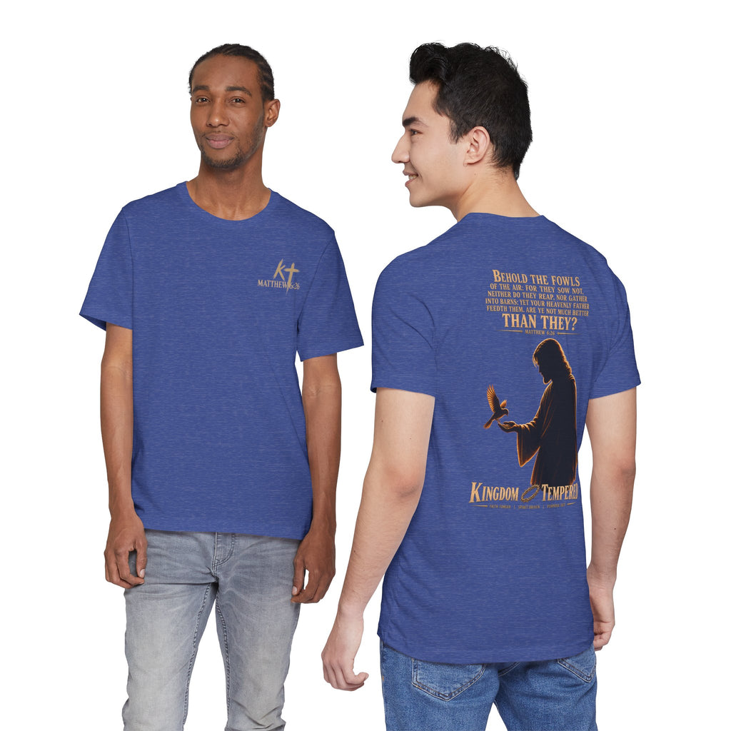 Kingdom & Tempted Christian Tee — Matthew 6:26 Inspirational T‑Shirt