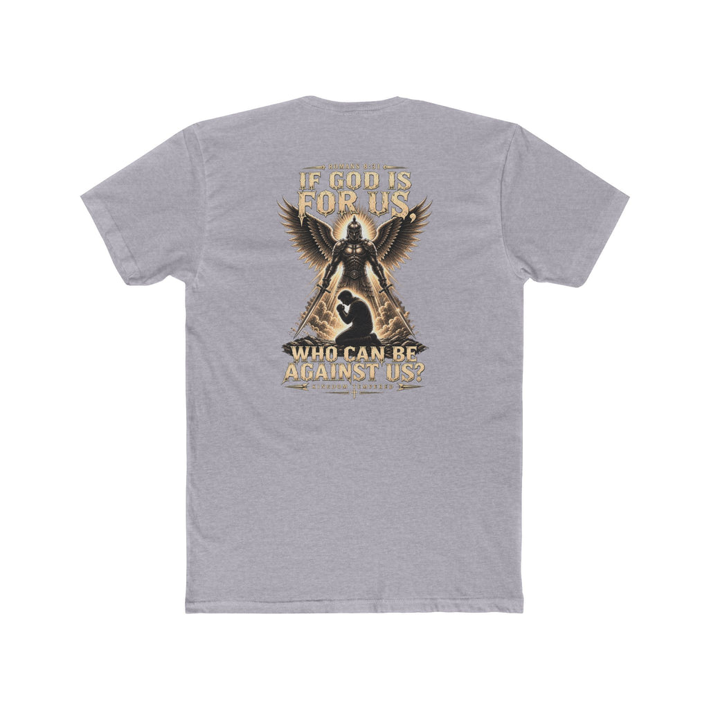 Christian Faith Tee — "If God Is For Us" Angel & Prayer Graphic T-Shirt