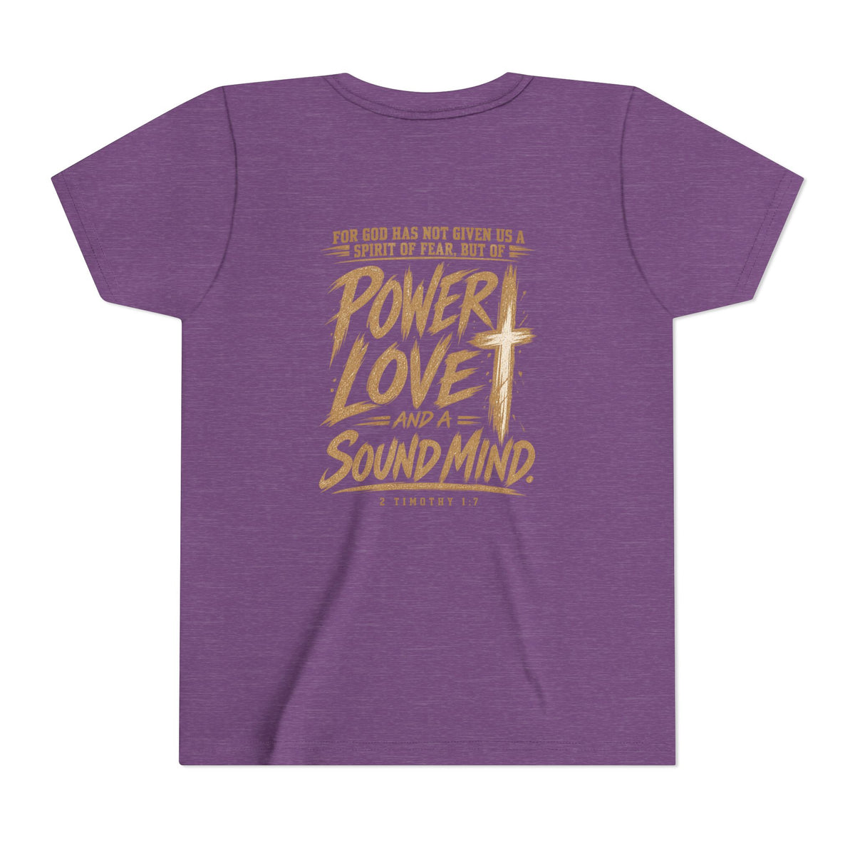 Youth Tee — “Power, Love, Sound Mind” Christian Graphic Tee