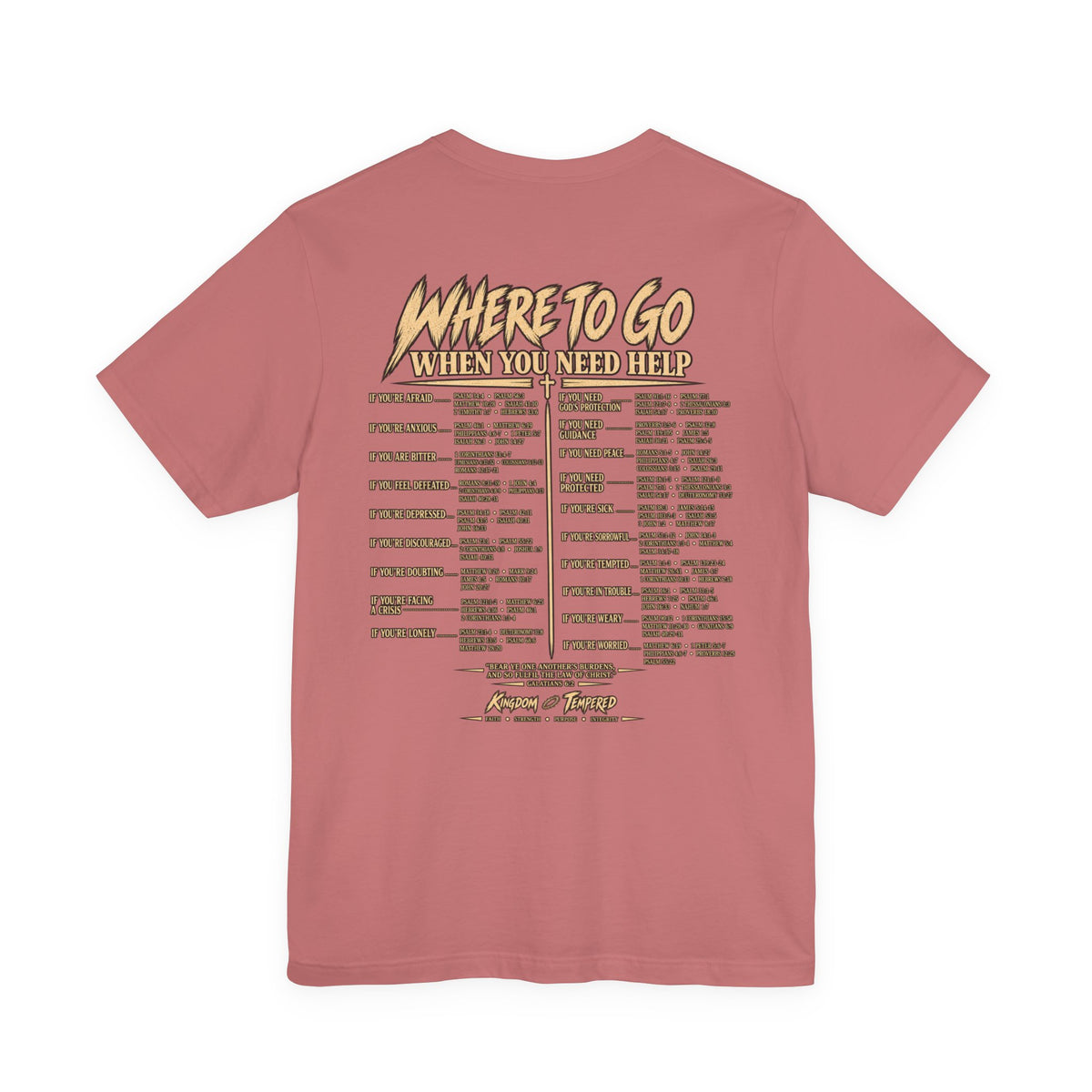 Where to Go When You Need Help Tee — Resource Guide Back Print T-Shirt