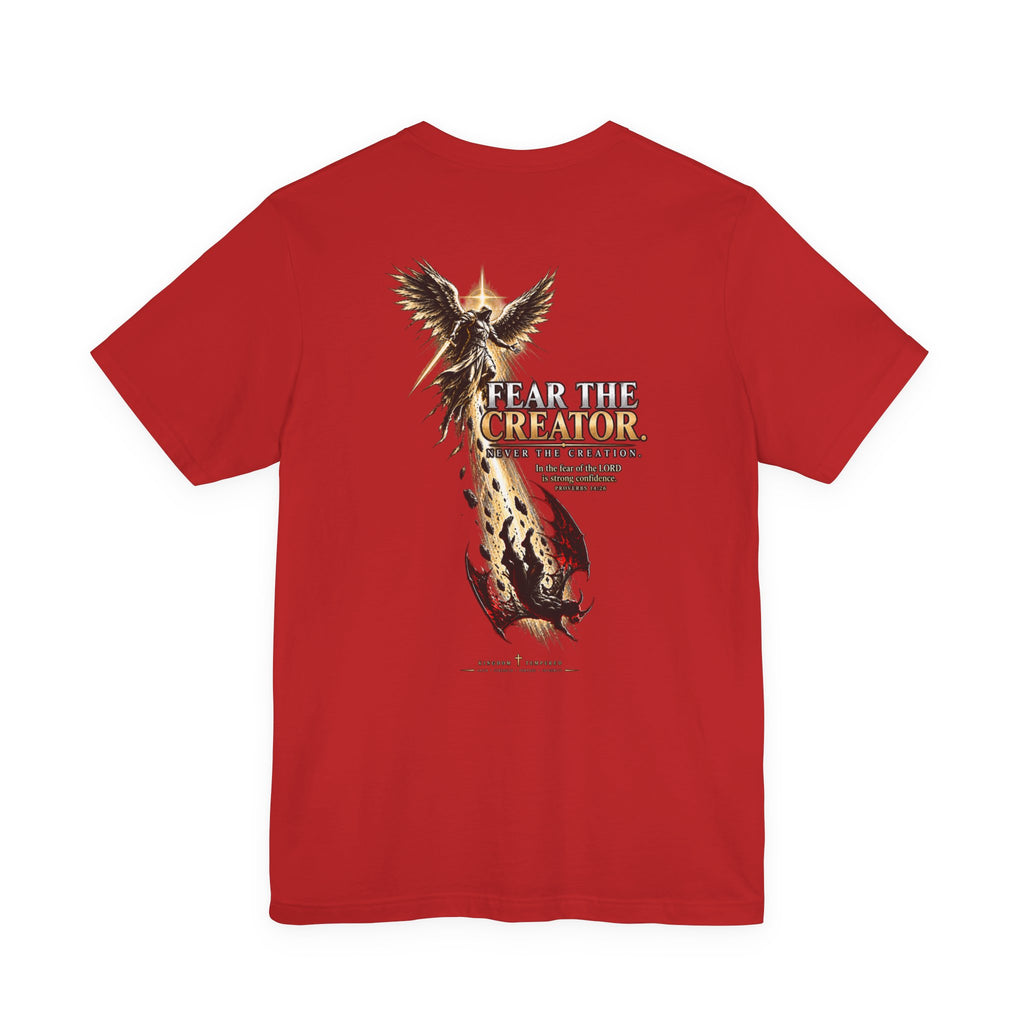 Fear the Creator Graphic Tee — Christian Cross & Winged Design