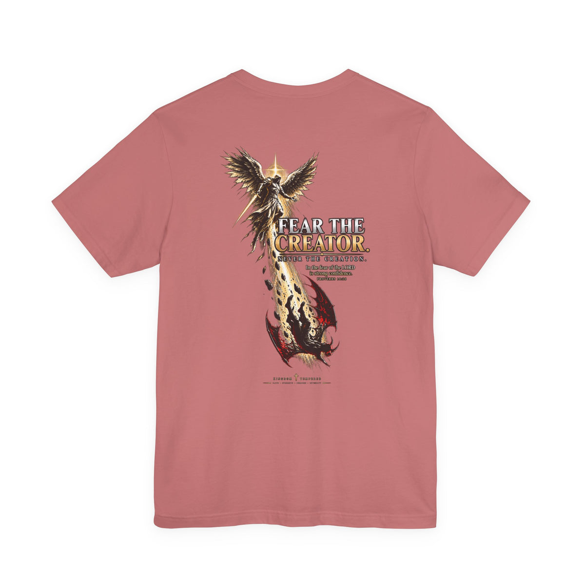 Fear the Creator Graphic Tee — Christian Cross & Winged Design