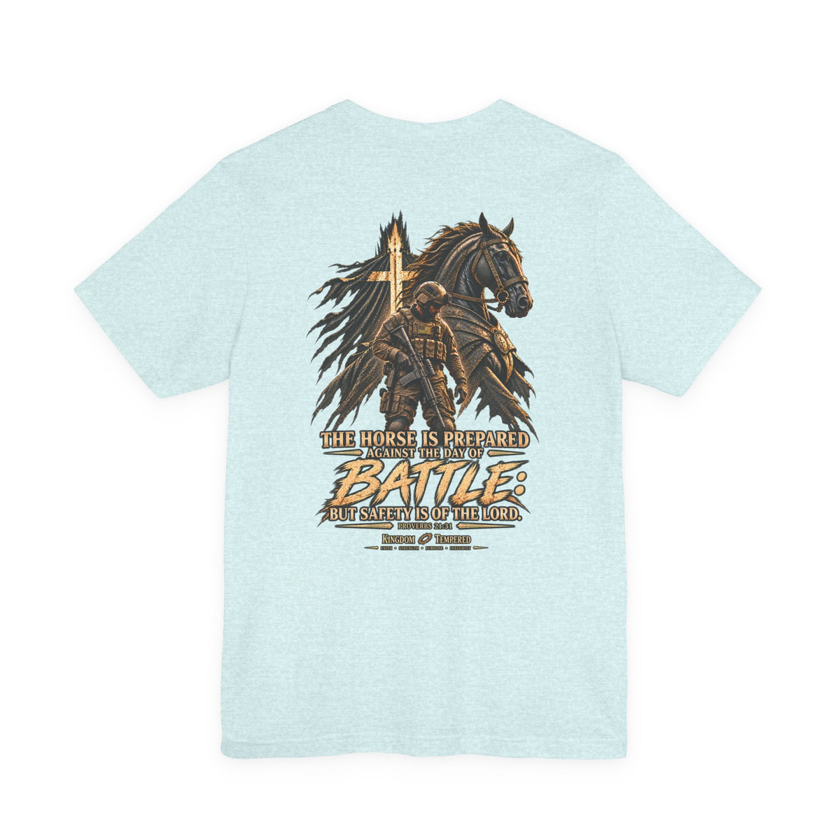 Battle-Ready Knight T-Shirt — 'The Horse Is Prepared for Battle' Christian Warrior Tee