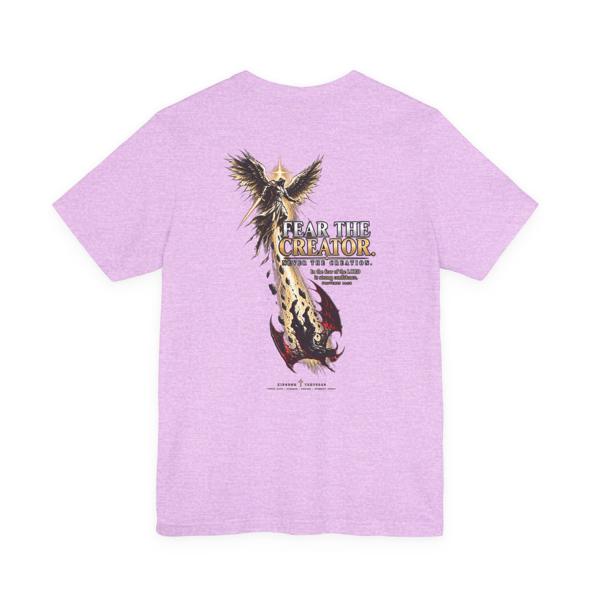 Fear the Creator Graphic Tee — Christian Cross & Winged Design