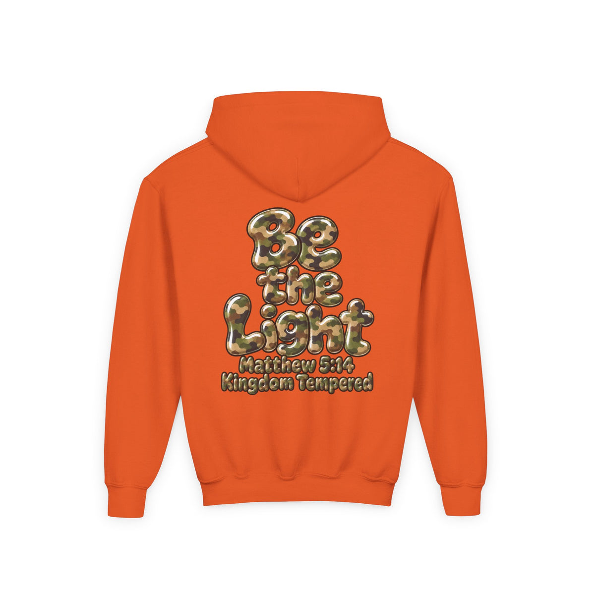 Youth Hoodie — "Be the Light" Inspirational Christian Graphic