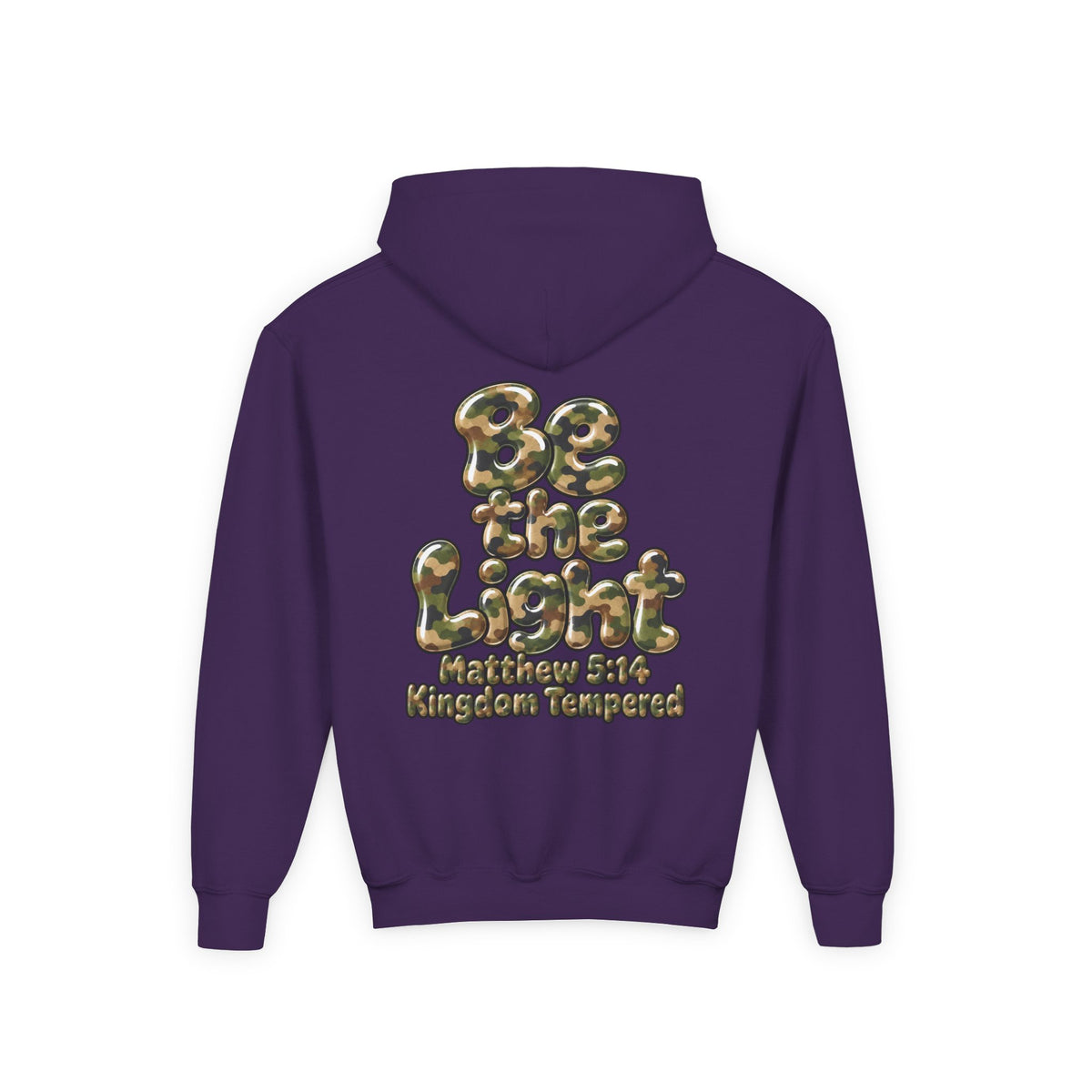 Youth Hoodie — "Be the Light" Inspirational Christian Graphic
