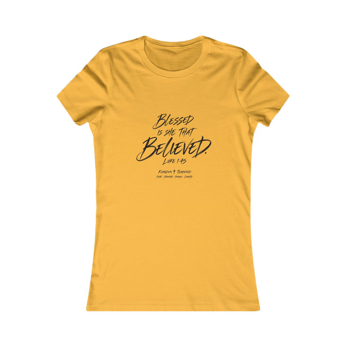 Blessed Is She That Believed Women’s Tee — Faith-Based Inspirational Shirt (Luke 1:45)