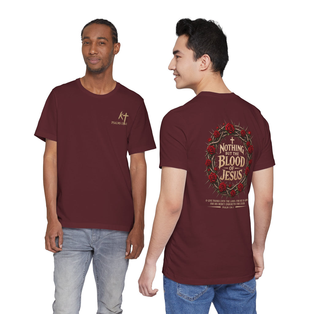 Nothing But the Blood of Jesus Tee — Christian Faith T‑Shirt with Crown of Thorns & Roses