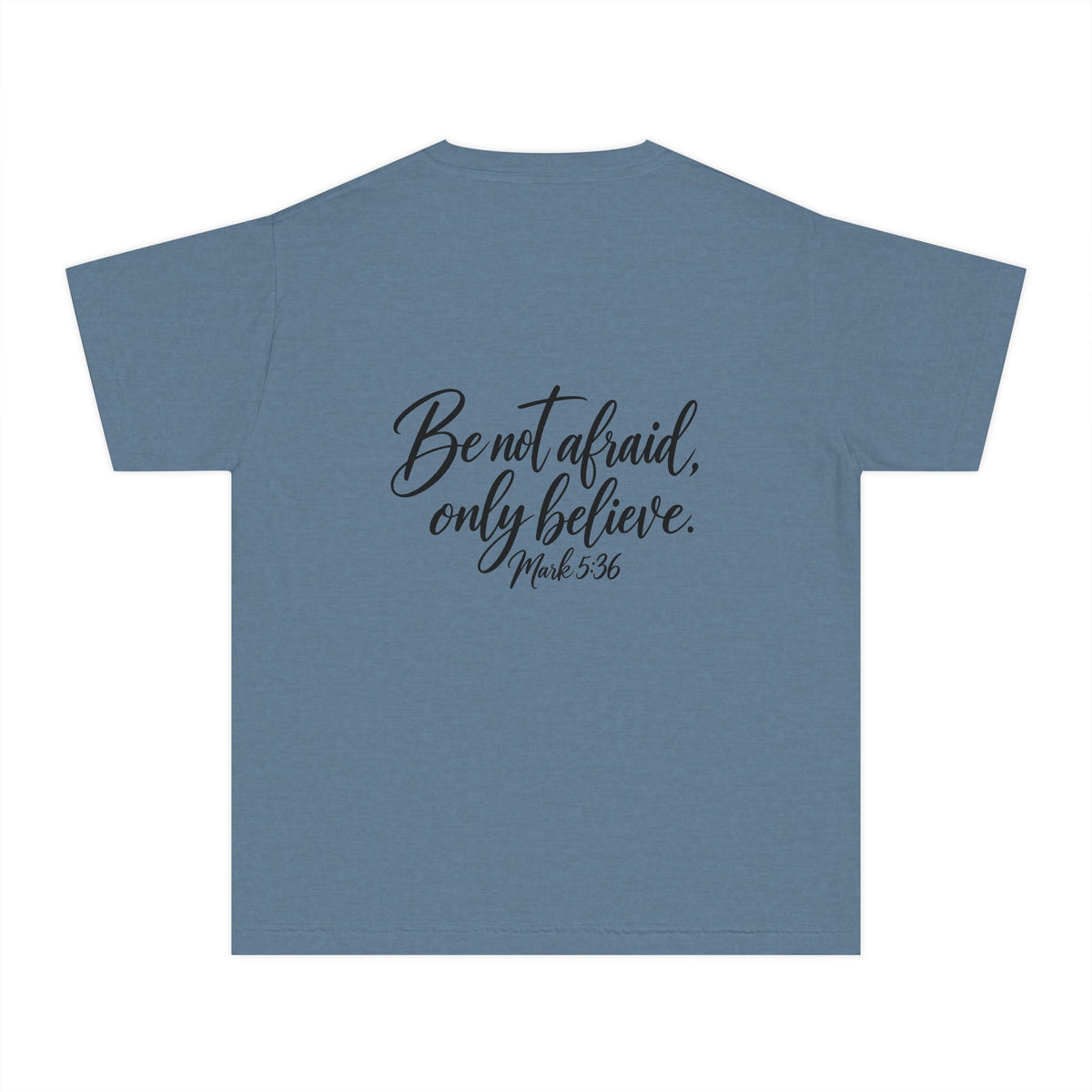 Faith Over Fear Youth Tee Black Lettering — 'Be not afraid, only believe' Inspirational Christian Shirt