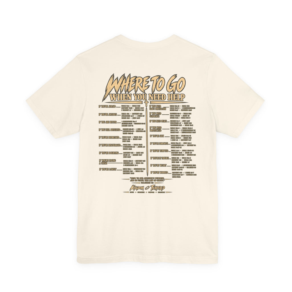 Where to Go When You Need Help Tee — Resource Guide Back Print T-Shirt