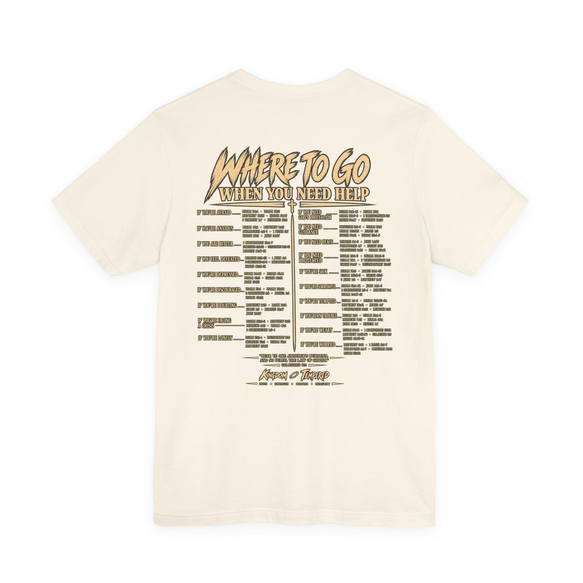 Where to Go When You Need Help Tee — Resource Guide Back Print T-Shirt
