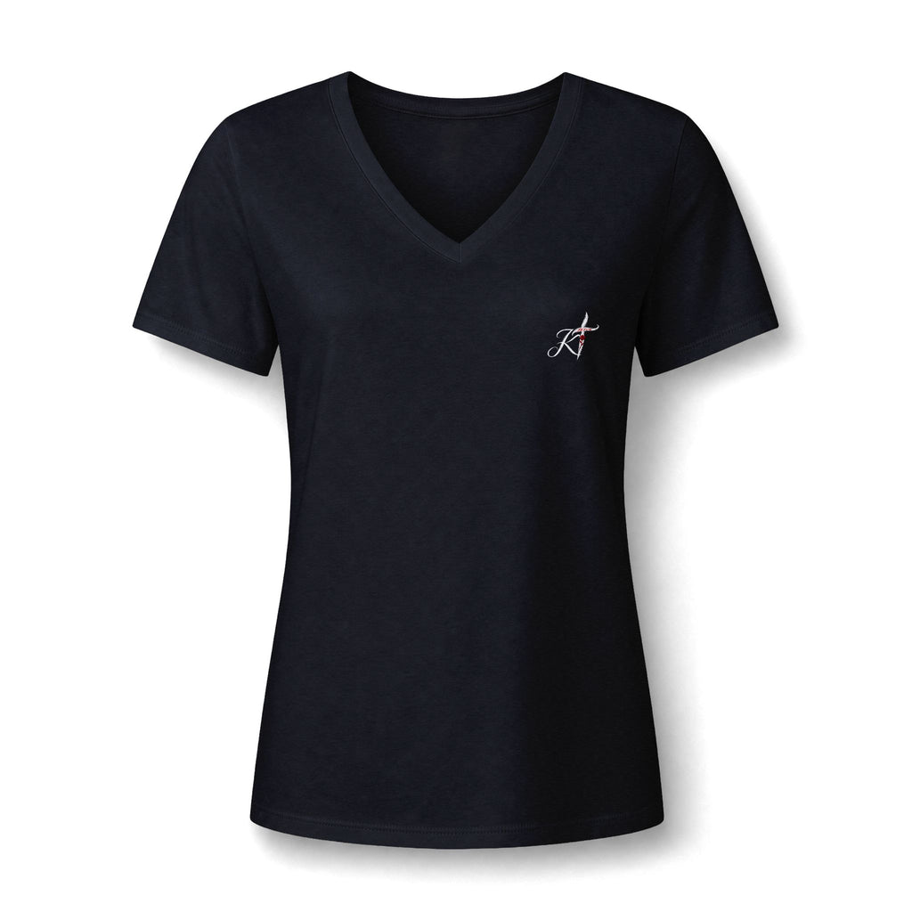 Women's V-Neck Tee - Minimal Archer Logo Chest Shirt