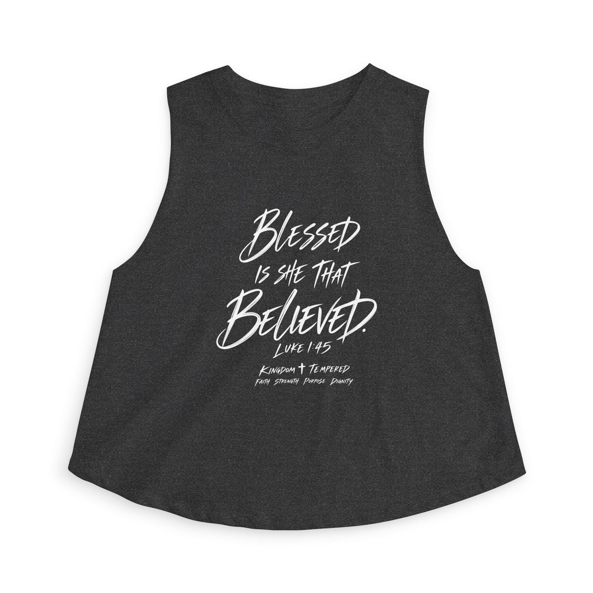 Blessed Is She That Believed Women’s Crop Top — Scripture Faith Tank