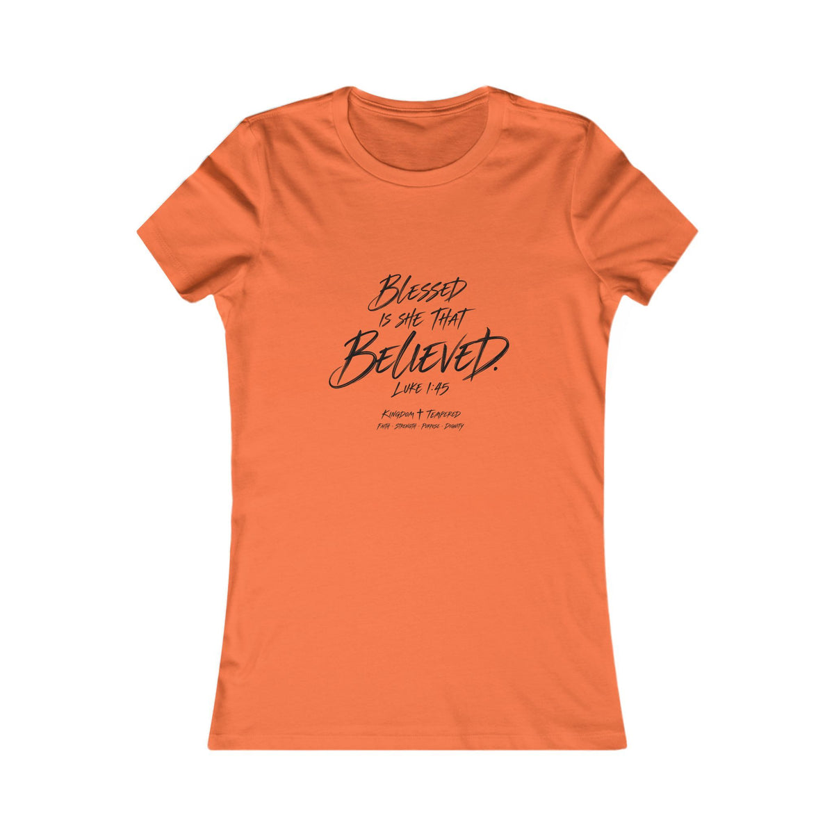 Blessed Is She That Believed Women’s Tee — Faith-Based Inspirational Shirt (Luke 1:45)