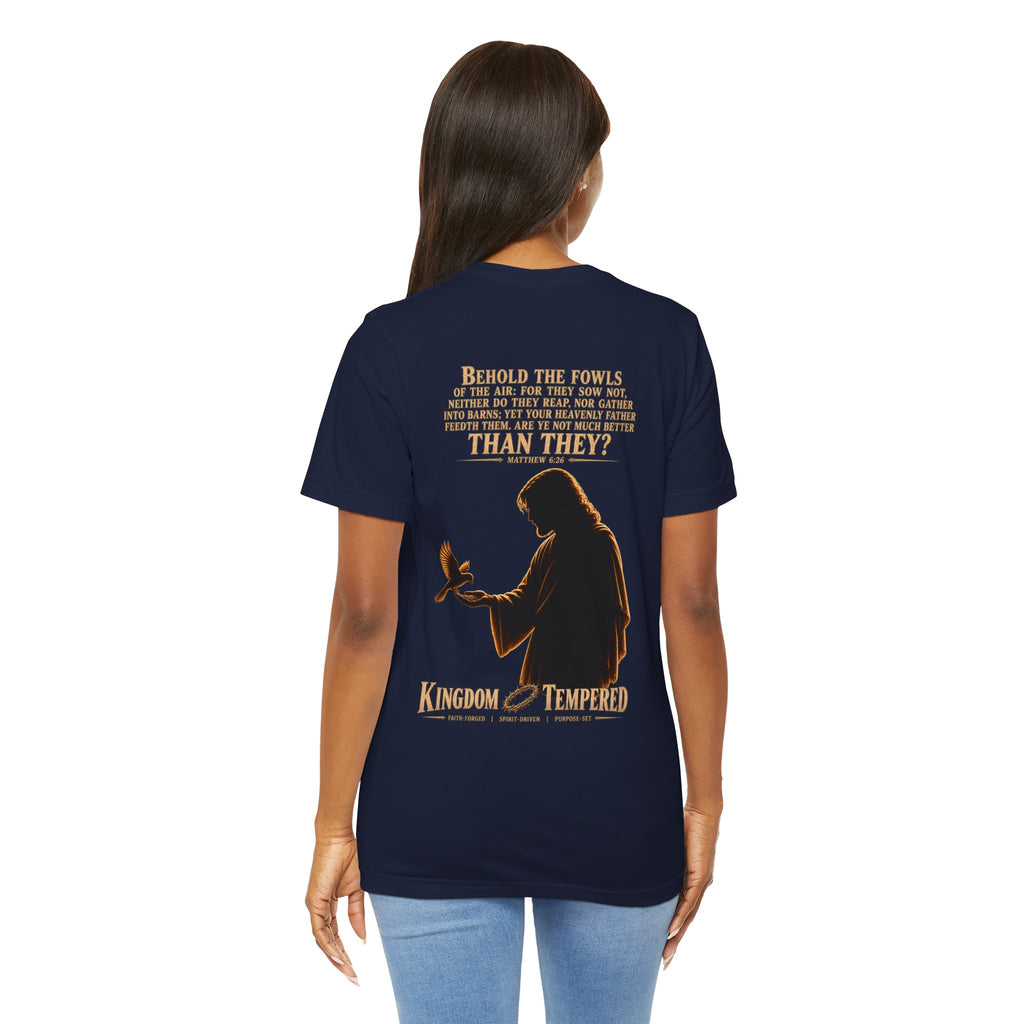 Kingdom & Tempted Christian Tee — Matthew 6:26 Inspirational T‑Shirt