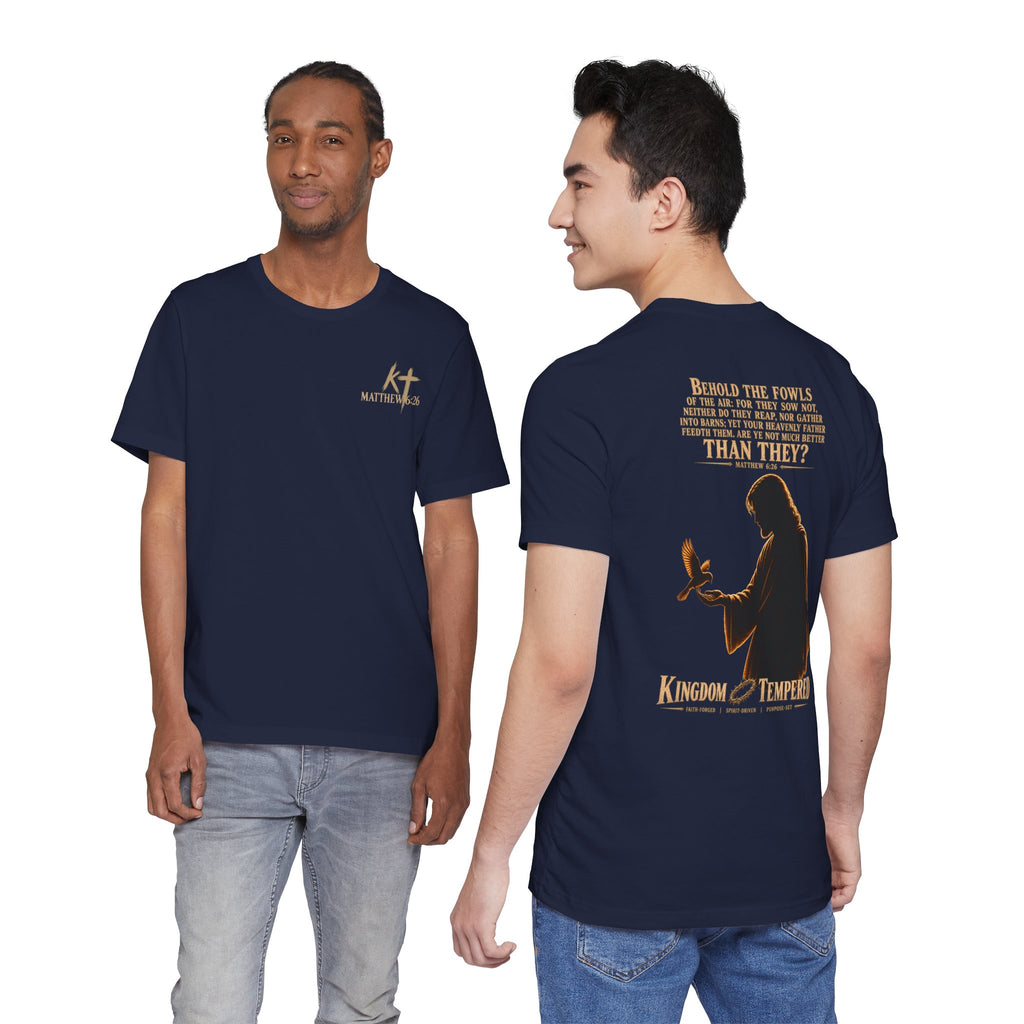 Kingdom & Tempted Christian Tee — Matthew 6:26 Inspirational T‑Shirt