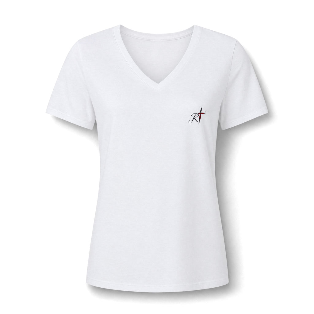 Women's V-Neck Tee - Minimal Archer Logo Chest Shirt
