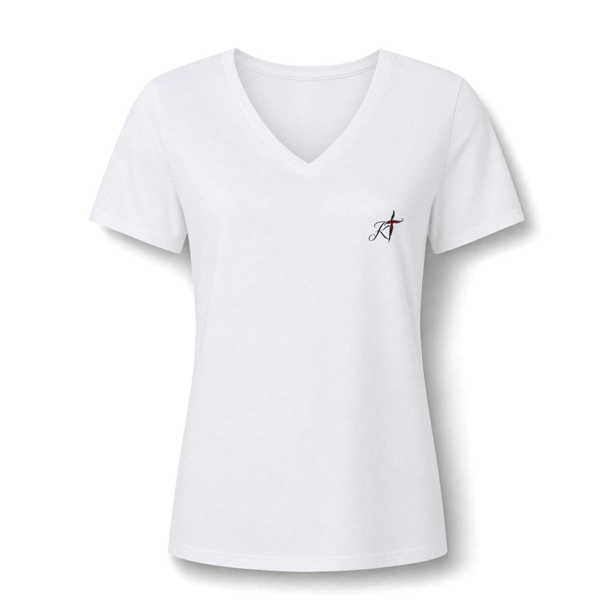 Women's V-Neck Tee - Minimal Archer Logo Chest Shirt