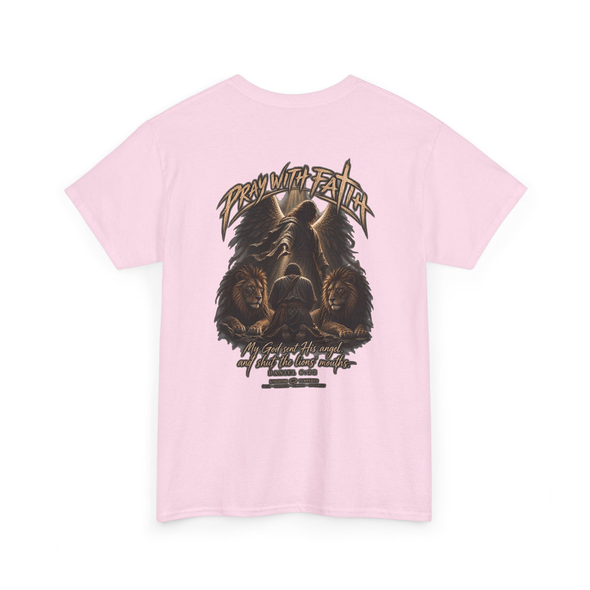 Pray With Faith Tee — Lion & Cross Christian Graphic T-Shirt