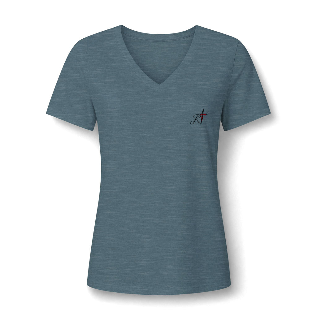 Women's V-Neck Tee - Minimal Archer Logo Chest Shirt