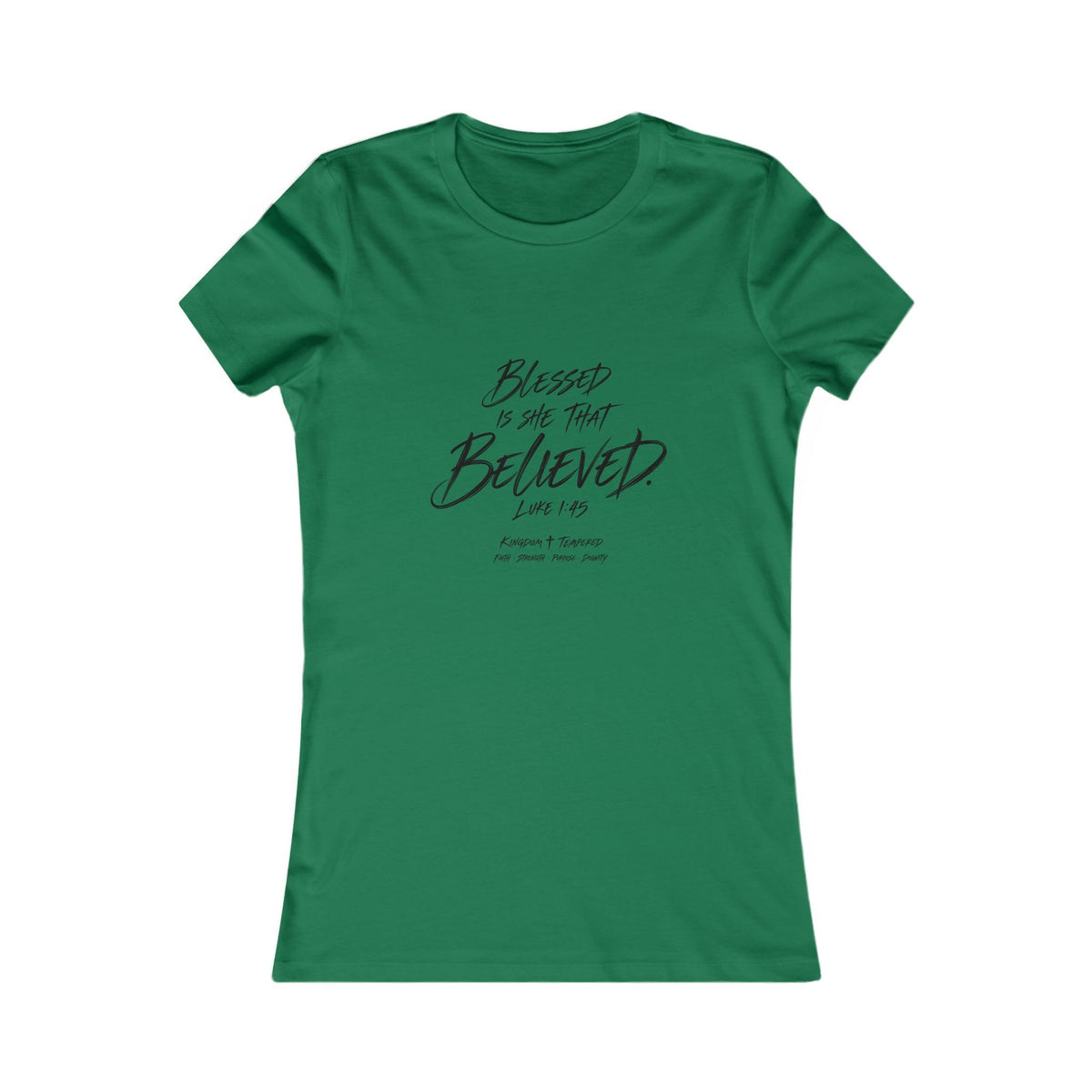 Blessed Is She That Believed Women’s Tee — Faith-Based Inspirational Shirt (Luke 1:45)