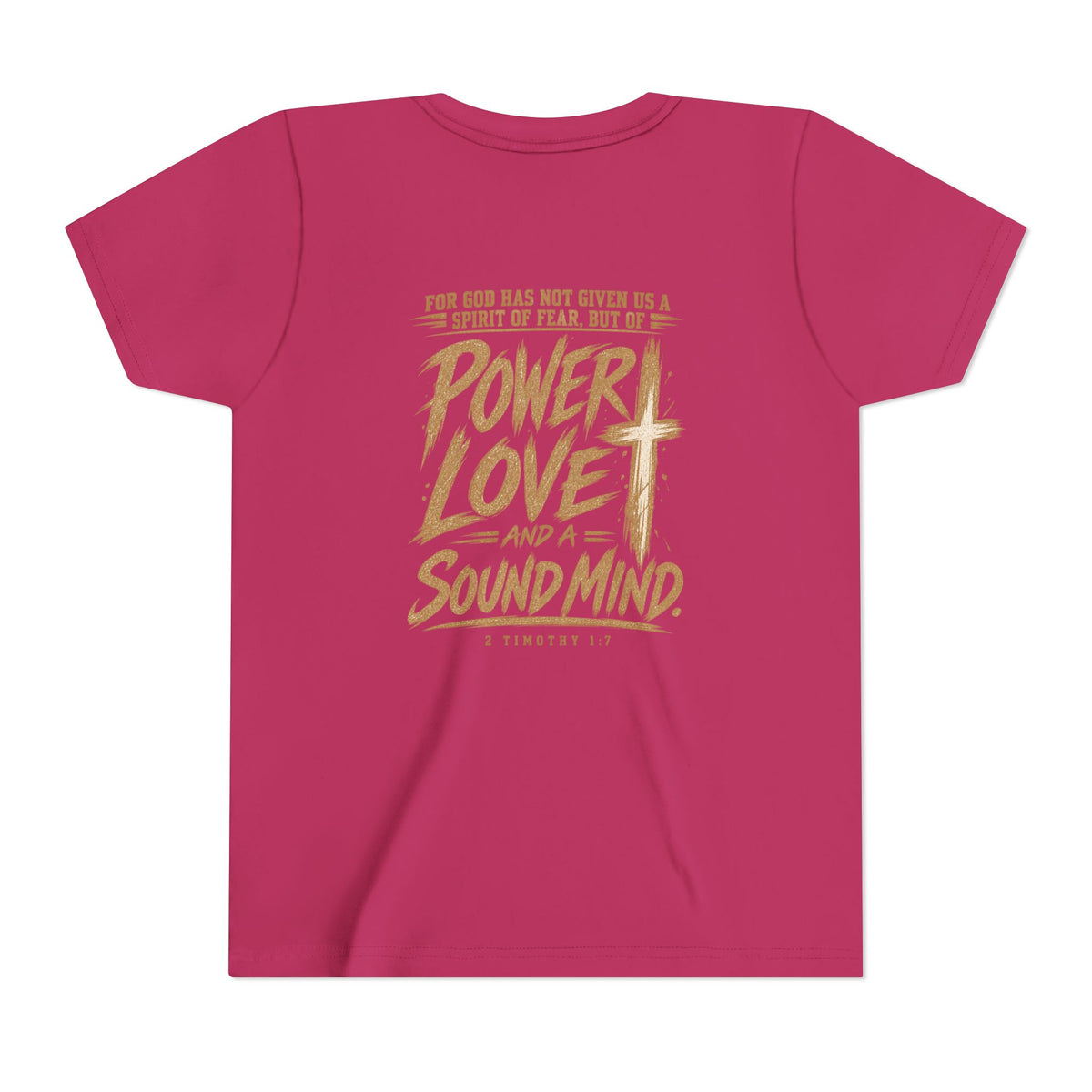 Youth Tee — “Power, Love, Sound Mind” Christian Graphic Tee