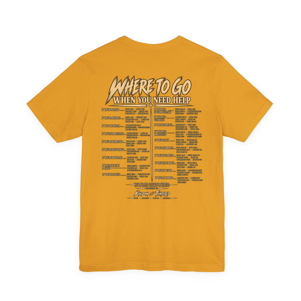 Where to Go When You Need Help Tee — Resource Guide Back Print T-Shirt