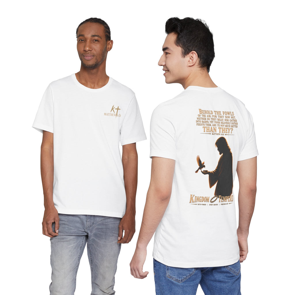 Kingdom & Tempted Christian Tee — Matthew 6:26 Inspirational T‑Shirt