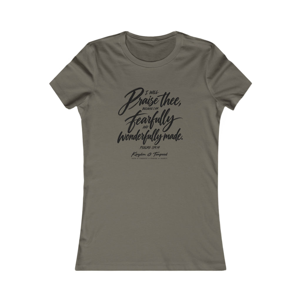 Women's Tee — "I Will Praise Thee, For I Am Fearfully and Wonderfully Made" Scripture Shirt