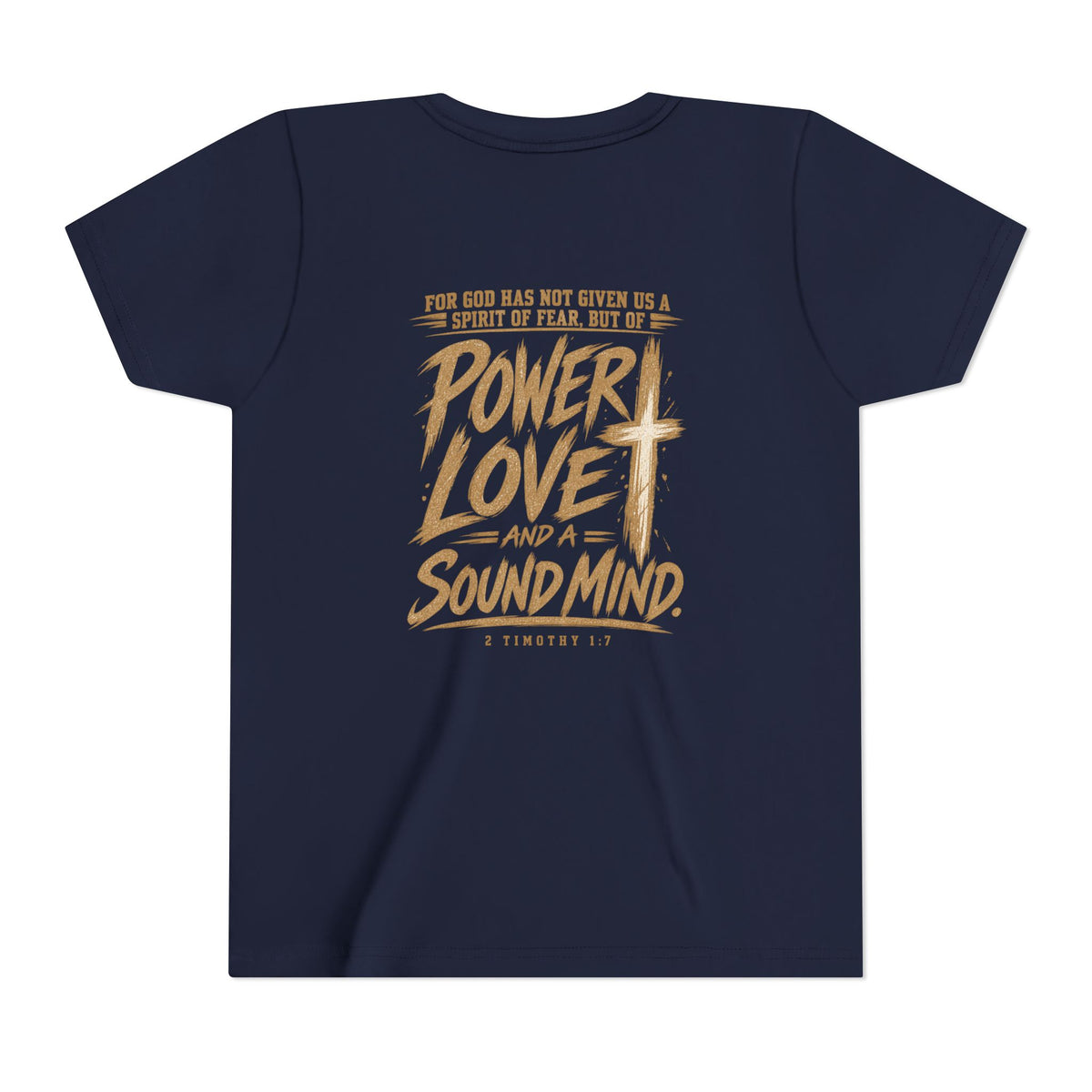 Youth Tee — “Power, Love, Sound Mind” Christian Graphic Tee