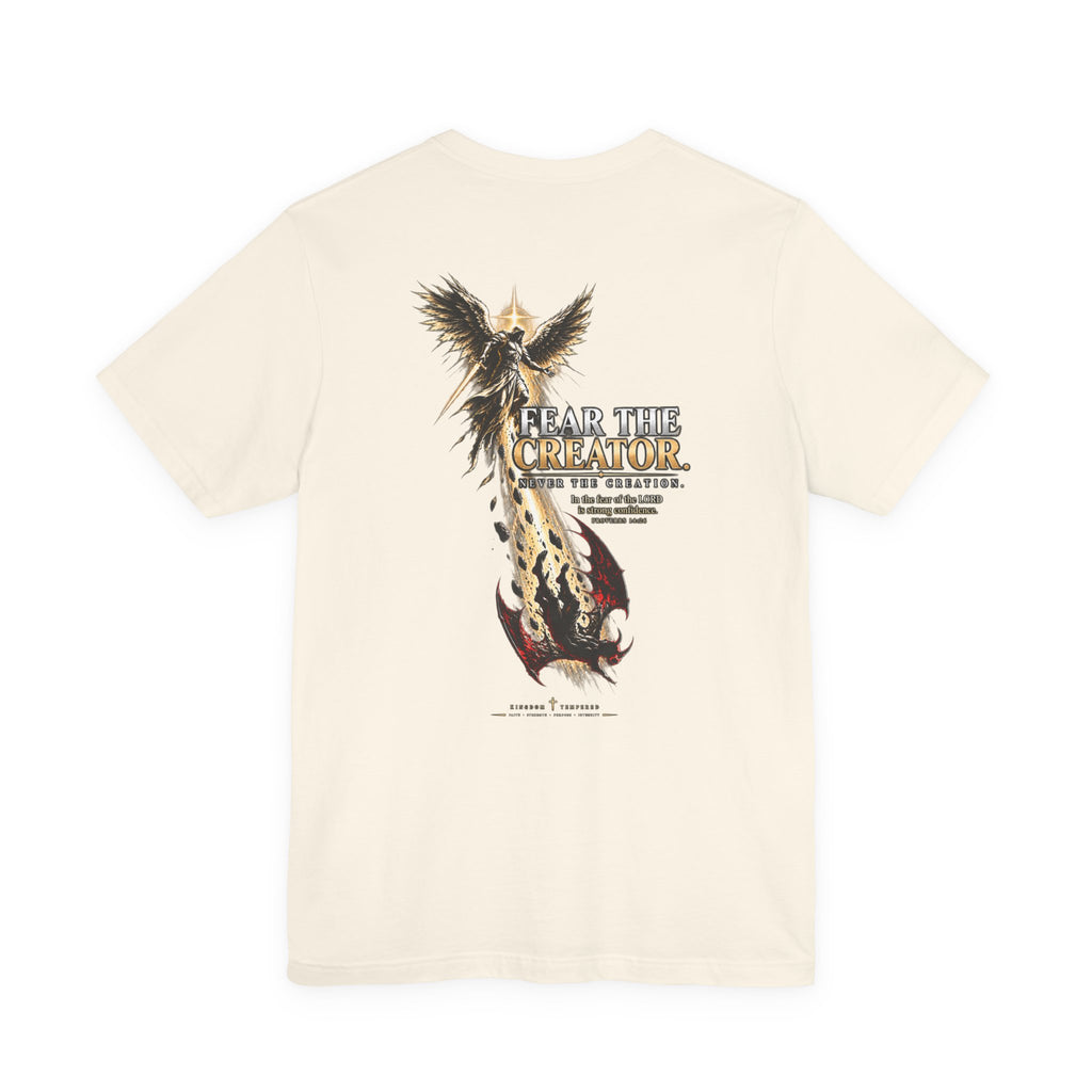 Fear the Creator Graphic Tee — Christian Cross & Winged Design