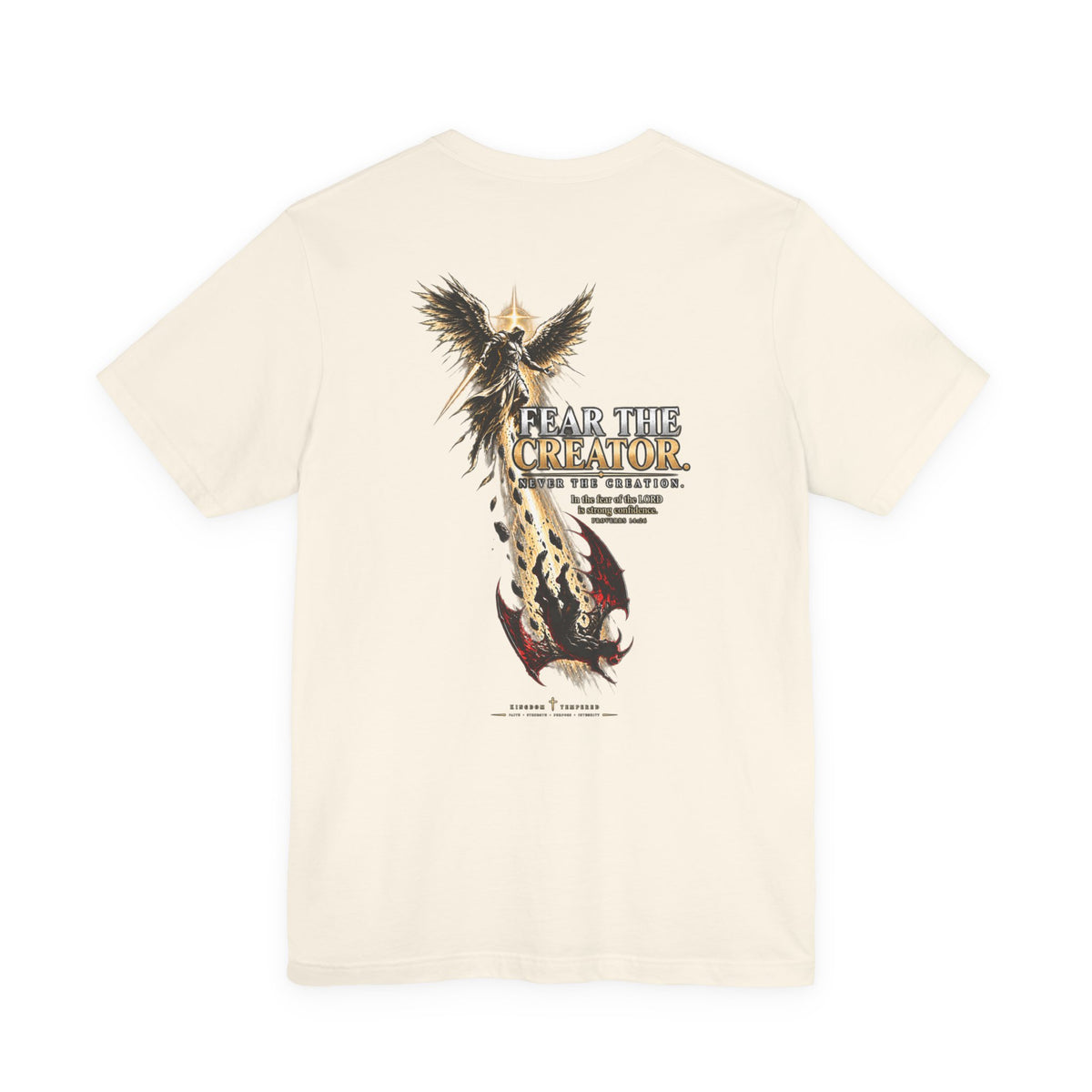 Fear the Creator Graphic Tee — Christian Cross & Winged Design