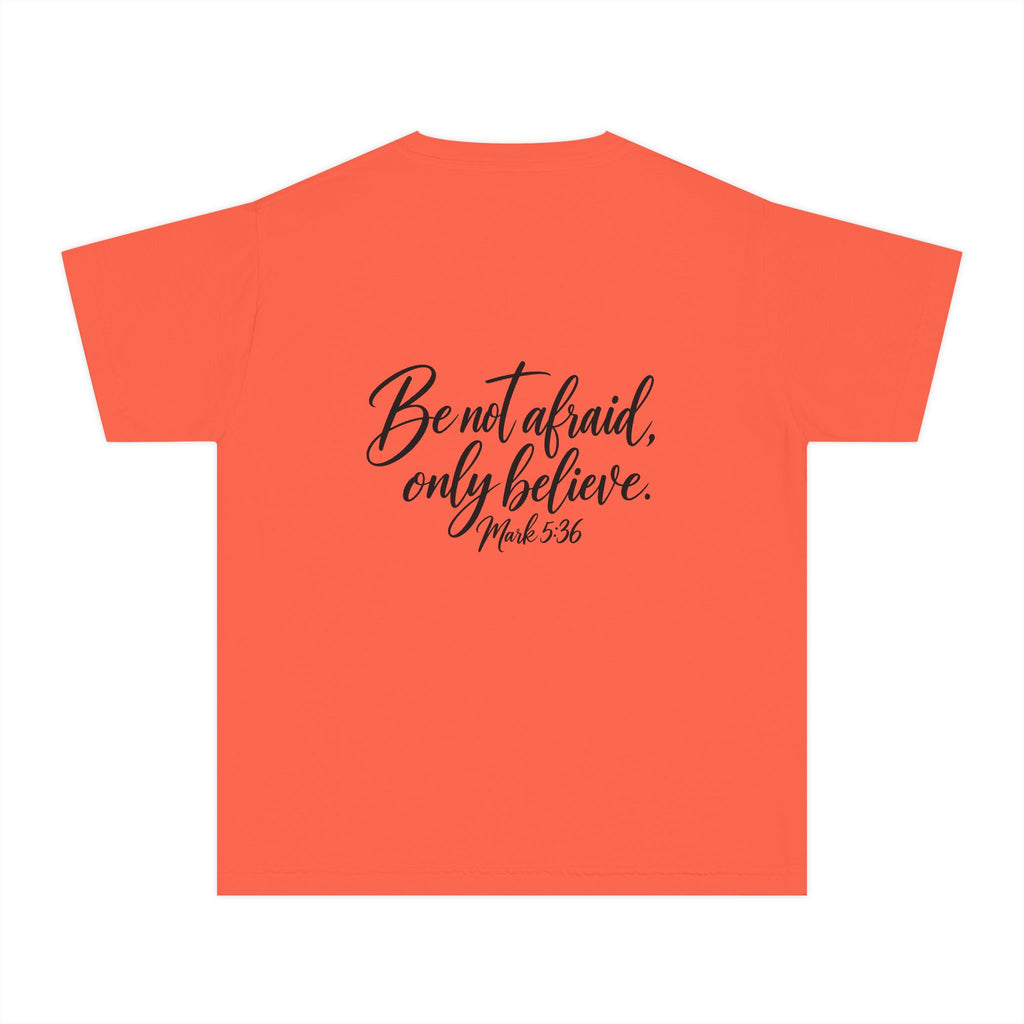 Faith Over Fear Youth Tee Black Lettering — 'Be not afraid, only believe' Inspirational Christian Shirt