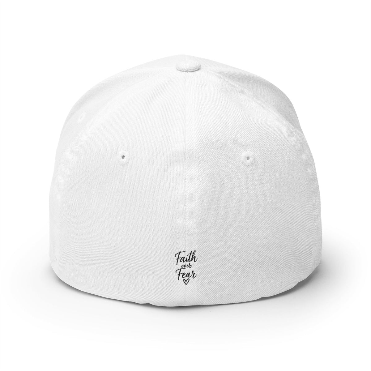 Embroidered Faith Cross Cap — 'Faith Over Fear' Closed-Back Baseball Hat