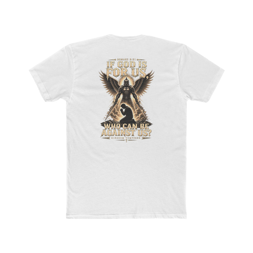 Christian Faith Tee — "If God Is For Us" Angel & Prayer Graphic T-Shirt