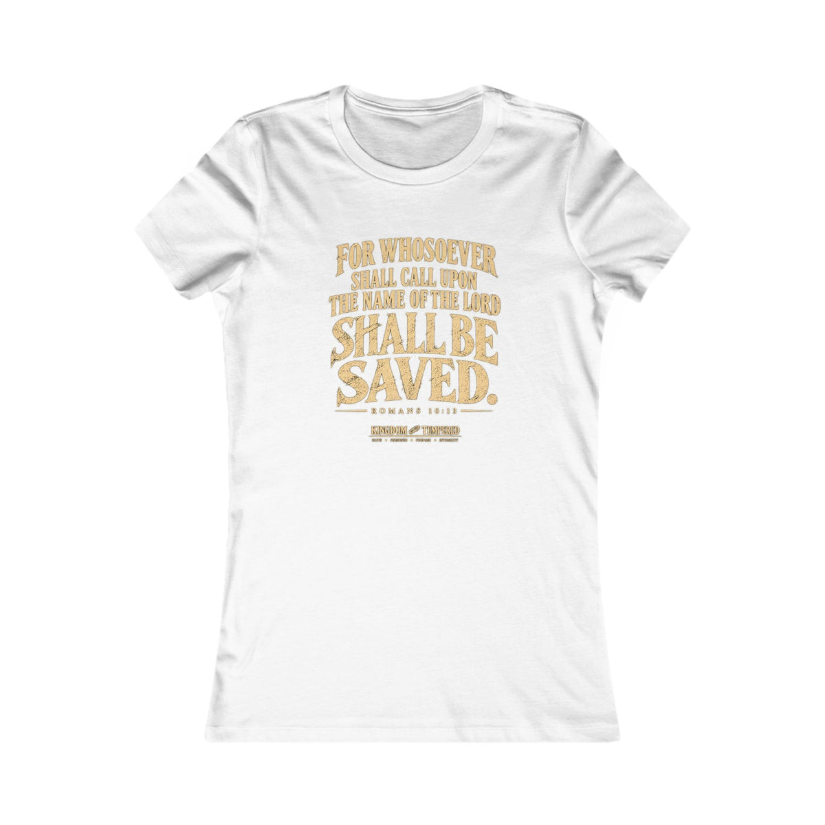 Christian Bible Verse Women's Tee – "Whoever Calls On The Name... Shall Be Saved" Faith T‑Shirt