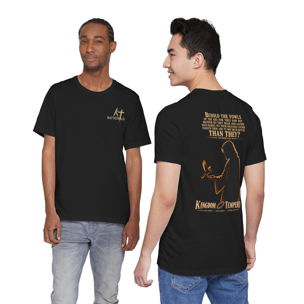 Kingdom & Tempted Christian Tee — Matthew 6:26 Inspirational T‑Shirt