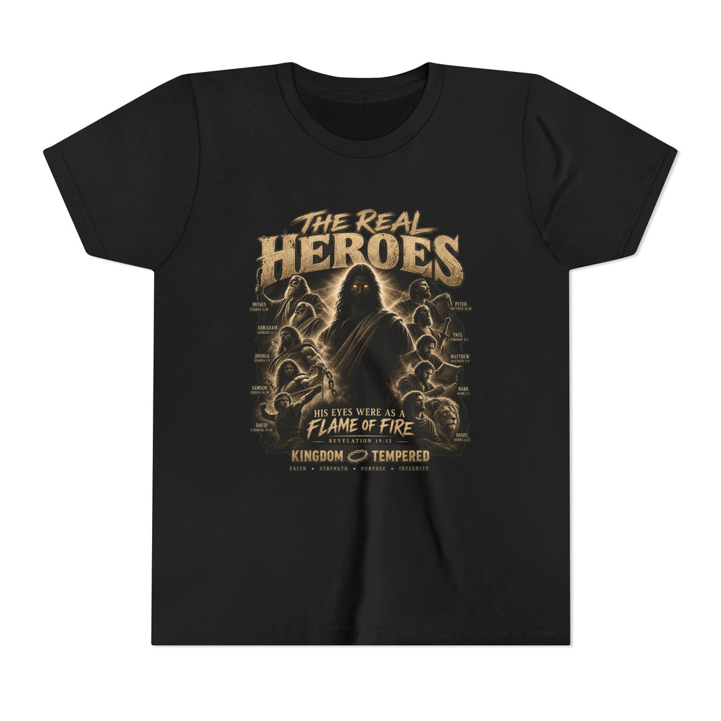 Youth Tee — "The Real Heroes" Flame of Fire Graphic Shirt