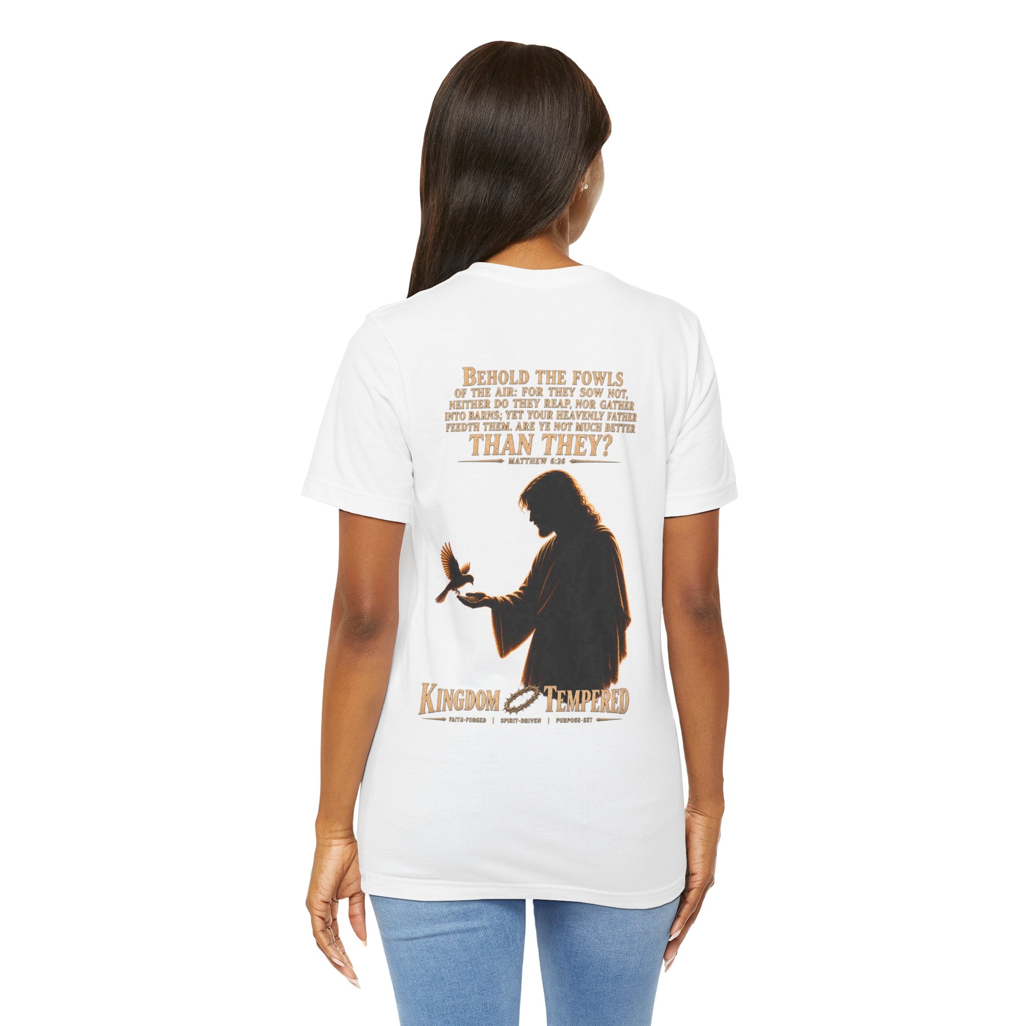 Kingdom & Tempted Christian Tee — Matthew 6:26 Inspirational T‑Shirt