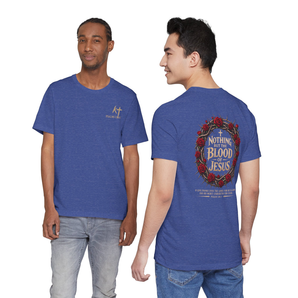 Nothing But the Blood of Jesus Tee — Christian Faith T‑Shirt with Crown of Thorns & Roses