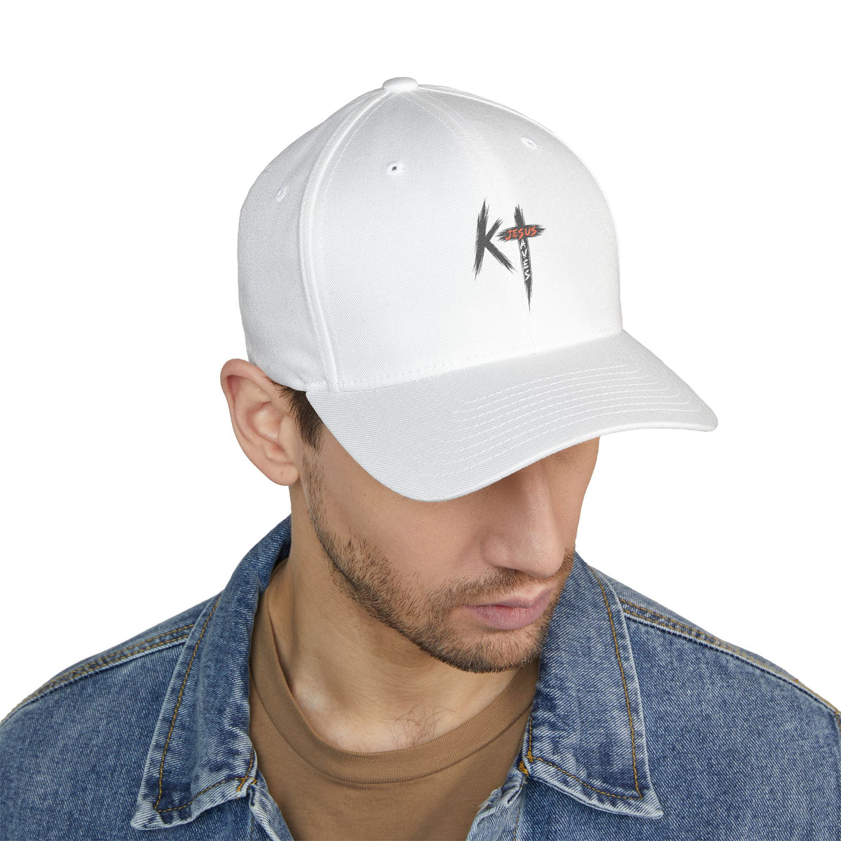 Embroidered 'KT' Cross Logo Cap — Structured Closed-Back Baseball Hat