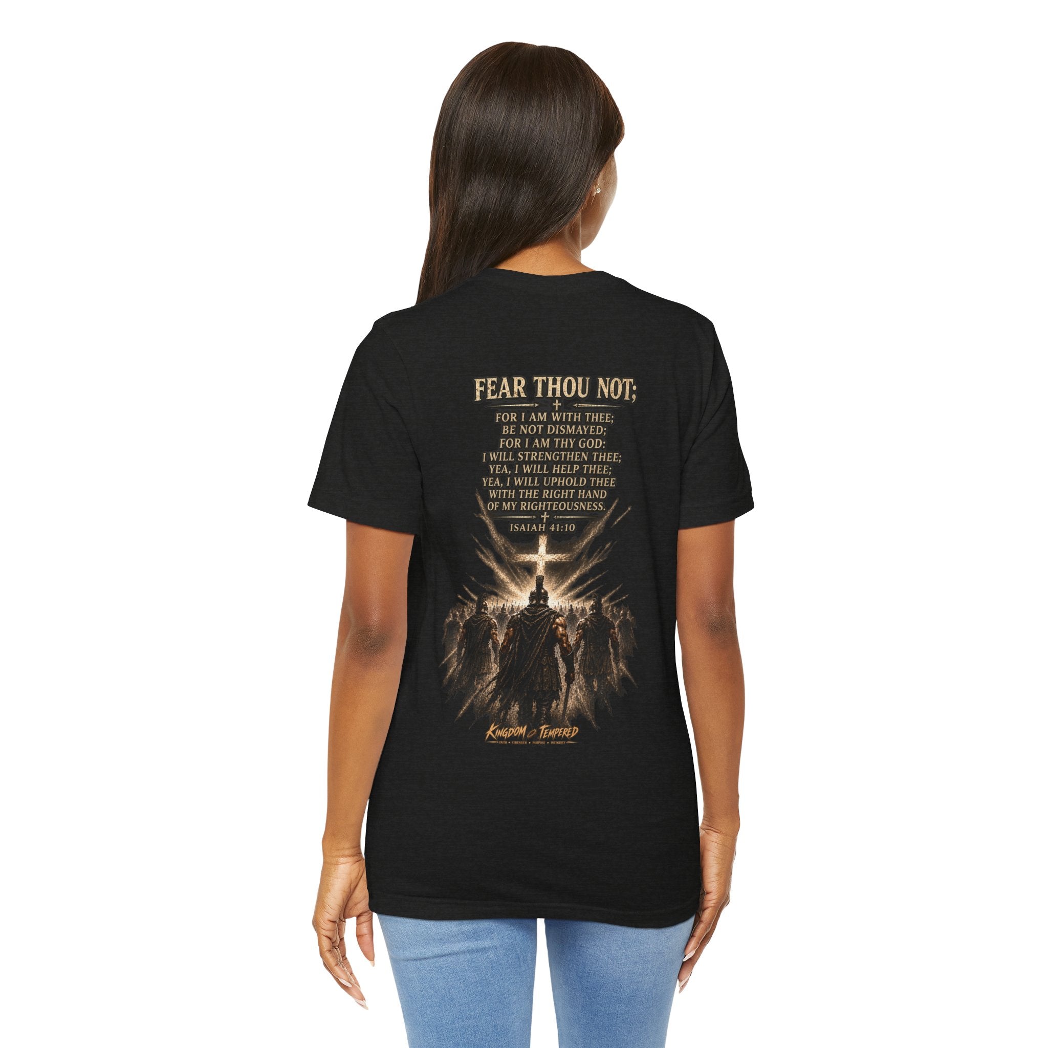 Christian Cross Tee — "Fear Thou Not" Inspirational Graphic T-Shirt