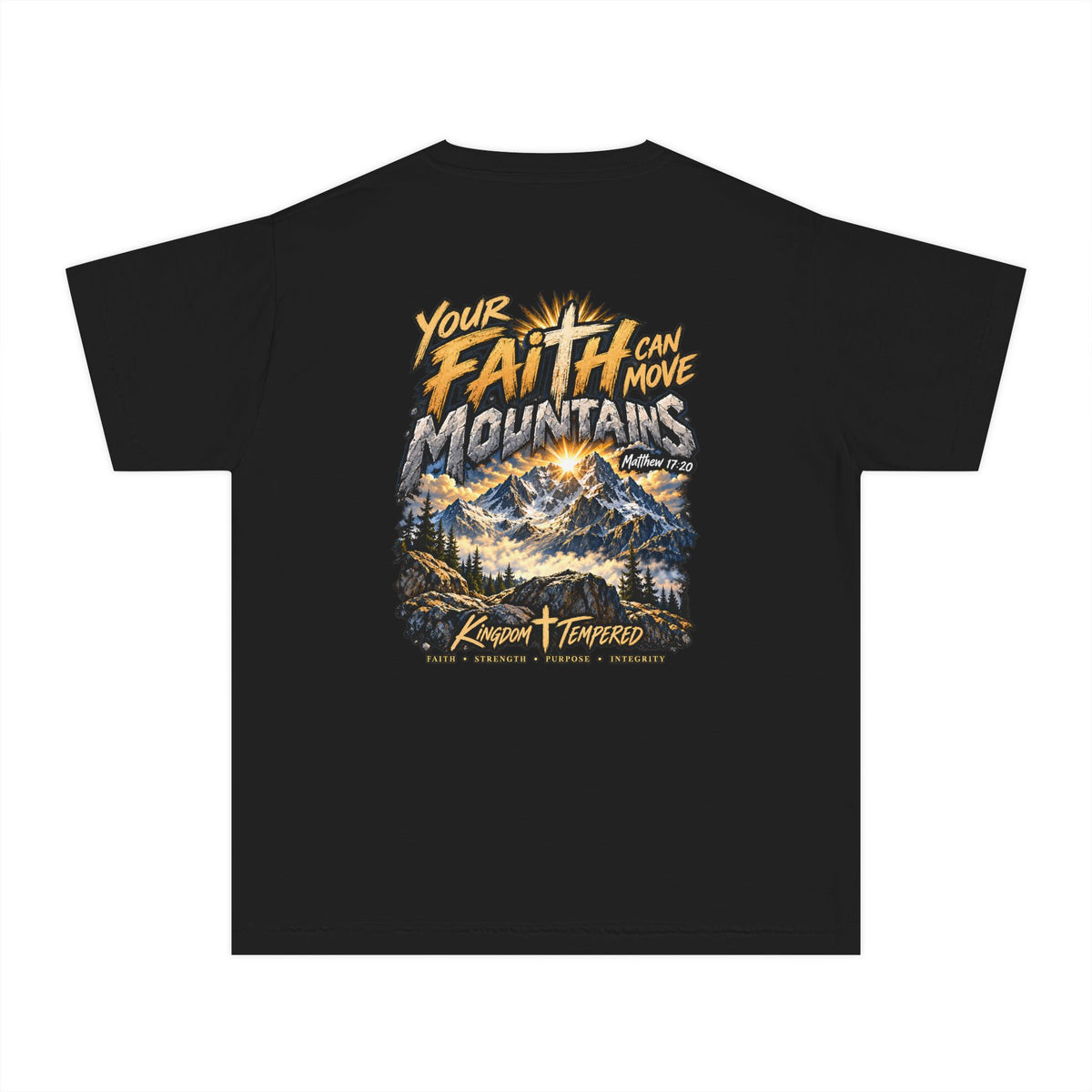 Youth Tee — "Your Faith Can Move Mountains" Mountain Graphic Christian Shirt