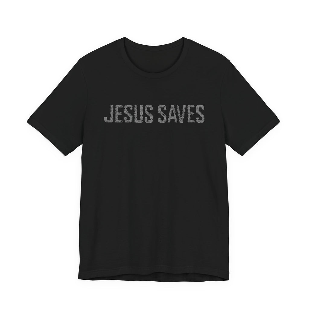 Jesus Saves written in scripture — Minimal Faith T-Shirt