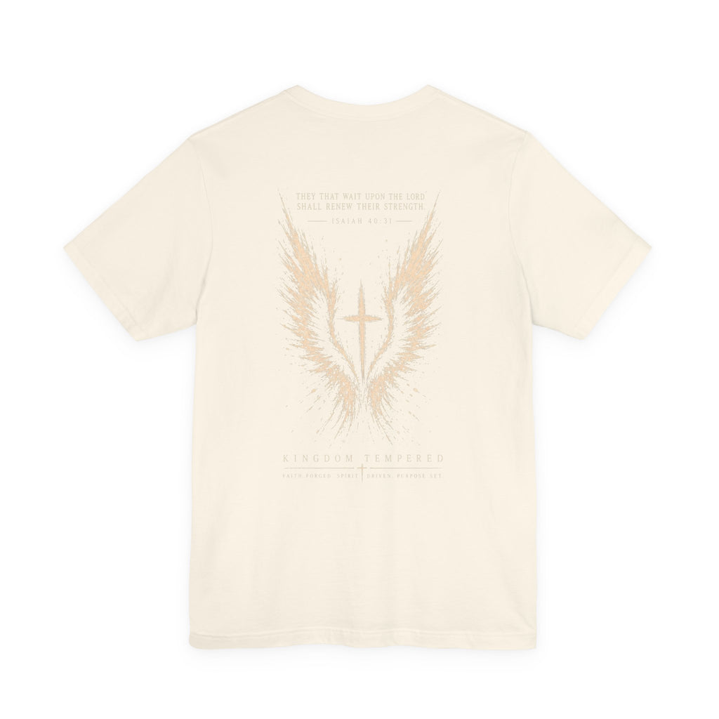 Christian Wings Cross T‑Shirt — 'They That Wait Upon the Lord' Inspirational Tee