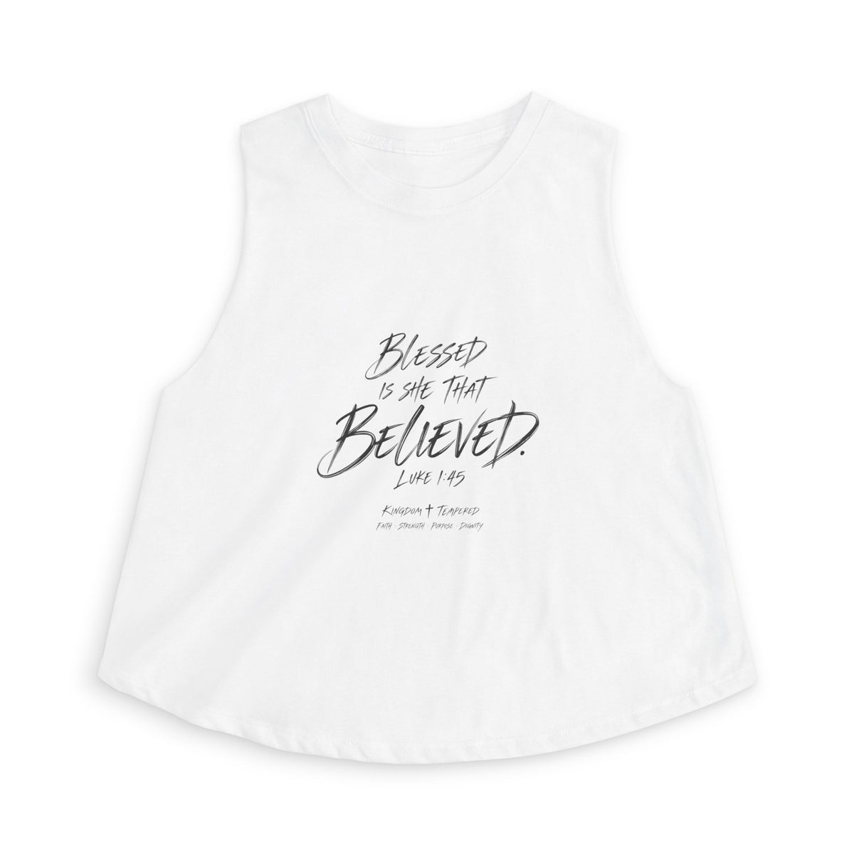 Blessed Is She That Believed Women’s Crop Top — Scripture Faith Tank