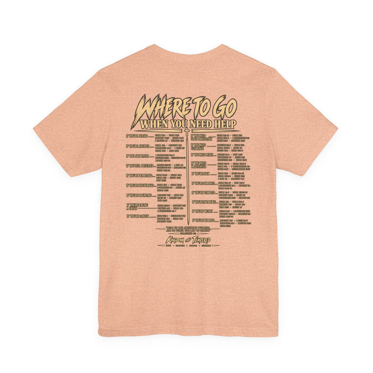 Where to Go When You Need Help Tee — Resource Guide Back Print T-Shirt